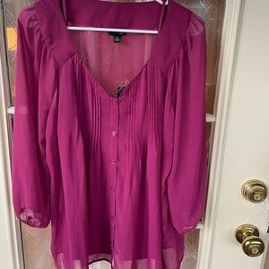 East 5th Fuchsia Pleated Blouse